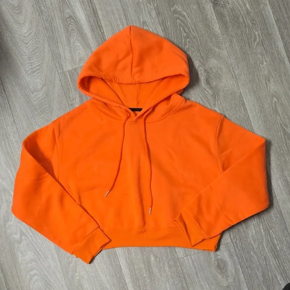 Orange Women's Cropped Hoodie Sweater - Picture 1 of 1